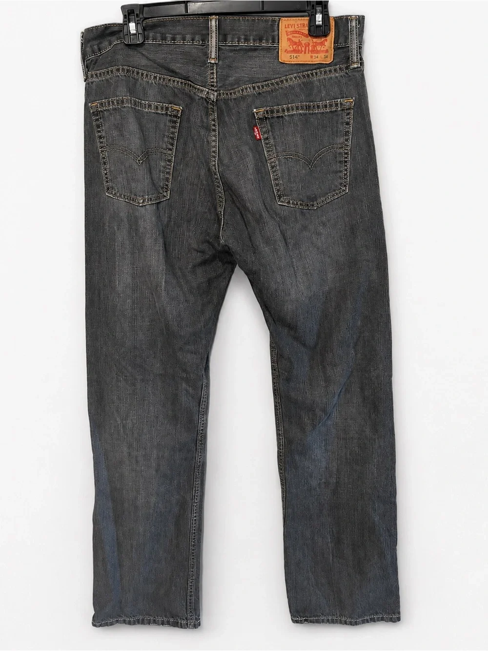 Men's Levi’s 514 Grey Black Washed Straight-Leg Jeans EUC 34 x 34